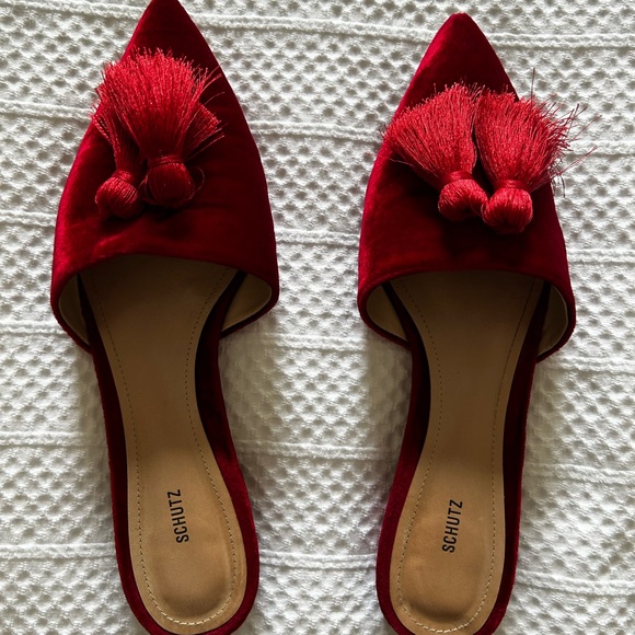 SCHUTZ Shoes - Schutz Red Suede Flat